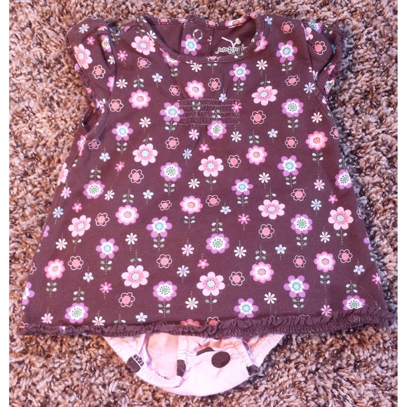 Girl's Size 9 M 6-9 Months 2 Piece Brown Floral J. Beans Dress, Carter's Dots DC - Picture 2 of 4